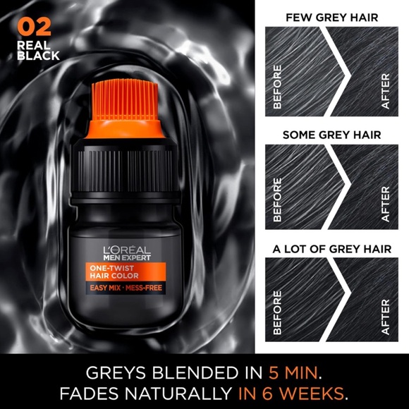 L'OREAL MEN EXPERT ONE-TWIST HAIR COLOUR 02 REAL BLACK - BRAND NEW, NO BOX - Picture 2 of 4